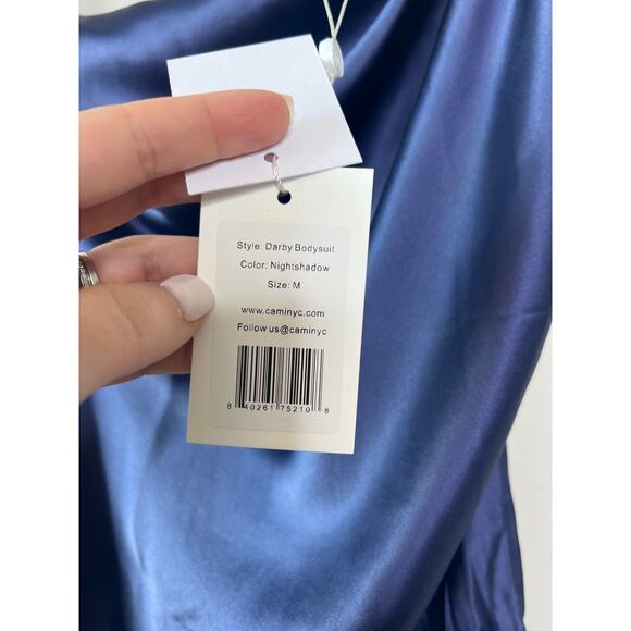 NWT Cami NYC Darby One Shoulder Sexy Thong Bodysuit Top Night Shadow Size Medium - Picture 6 of 8
